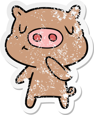 Bir insan tarafından çizilmiş çizgi film içerikli bir domuzun sıkıntılı çıkartması.