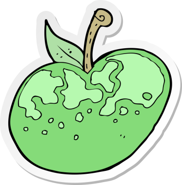 Bir insan tarafından çizilmiş çizgi film elmasının çıkartması.