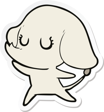 Bir insan tarafından çizilmiş şirin bir fil çıkartması.