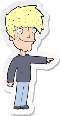 Bir insan tarafından çizilmiş mutlu bir adamın çıkartması.