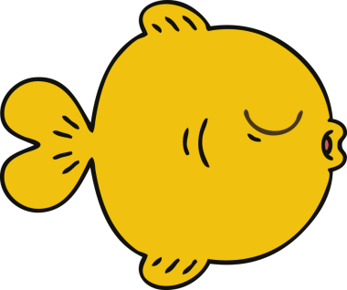 Bir insan tarafından çizilmiş garip bir karikatür balığı.