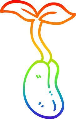 Gökkuşağı gradyan çizgi çizimi bir insan tarafından çizilmiş bir karikatür fidanı