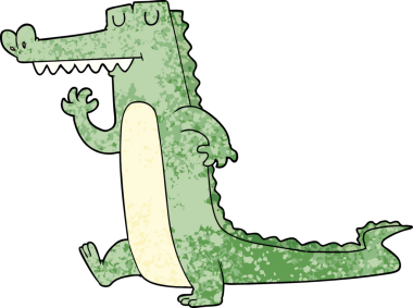 Bir insan tarafından çizilmiş timsah çizgi filmi.