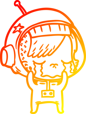 Bir insan tarafından çizilmiş, ağlayan astronot bir kızın sıcak çizgi çizimi