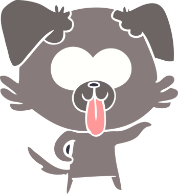 Düz renkli çizgi film köpeğinin dili bir insan tarafından çizilmiş.