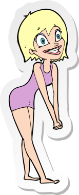 Bir insan tarafından çizilmiş heyecanlı bir karikatür çıkartması.