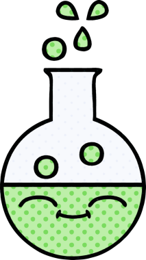 Bir insan tarafından çizilmiş bir test tüpünün çizgi romanı.