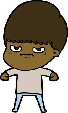 Bir insan tarafından çizilmiş kızgın bir çocuk.