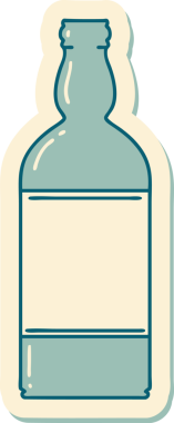 Bir insan tarafından çizilmiş geleneksel bir şişe dövmesi.