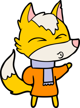 Bir insan tarafından çizilmiş tilki çizgi film karakteri