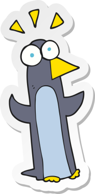 Bir karikatür çıkartması bir insan tarafından çizilmiş penguene şaşırttı.