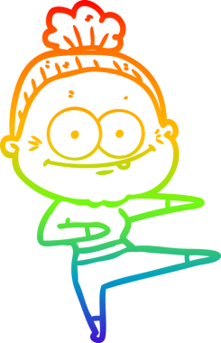 Gökkuşağı gradyan çizgi çizimi Bir insan tarafından çizilmiş mutlu yaşlı kadın