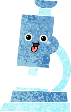 Bir insan tarafından çizilmiş mikroskobun retro illüstrasyon tarzı karikatürü