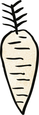 Bir insan tarafından çizilmiş karalama kökü sebzesi.