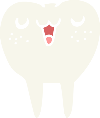 Bir insan tarafından çizilmiş düz renkli çizgi film dişi