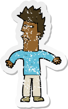 Bir insan tarafından çizilmiş, kafası karışmış bir çizgi filmin gerilimli çıkartması.