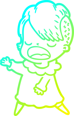 Bir insan tarafından çizilmiş havalı bir hippi kızın soğuk gradyan çizimi.