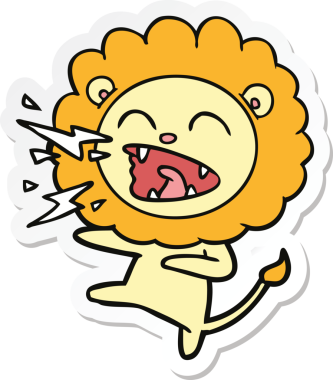 Bir insan tarafından çizilmiş kükreyen aslanın çıkartması.