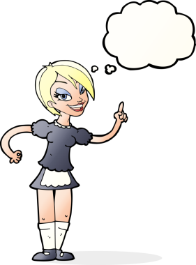 Çizgi film garsonu bir insan tarafından çizilmiş düşünce balonuyla sipariş alıyor.