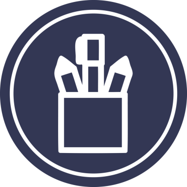 Bir insan tarafından çizilmiş kalem saksısı dairesel simgesi