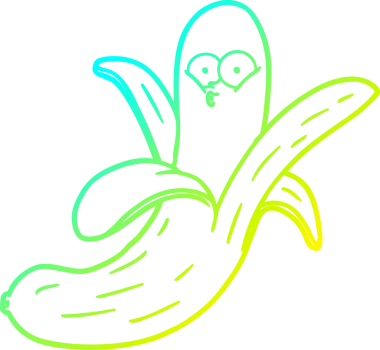 Bir insan tarafından çizilmiş karikatür bir muzun soğuk eğimli çizimi