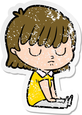 Bir insan tarafından çizilmiş karikatür bir kadının sıkıntılı çıkartması.