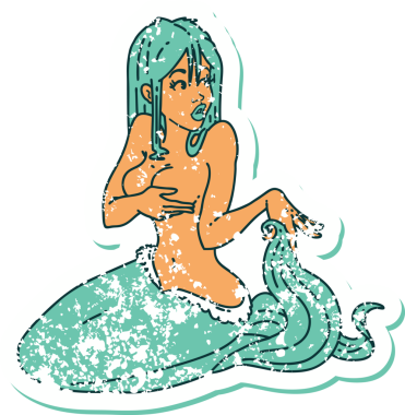 Bir insan tarafından çizilmiş bir denizkızının sembolik dövmesi.