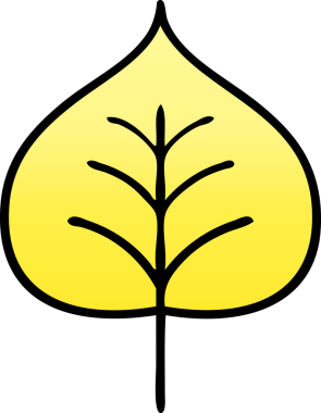 Bir insan tarafından çizilmiş bir sonbahar yaprağının gölgeli çizgi filmi.