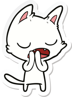 Bir insan tarafından çizilmiş konuşan kedi karikatürü.