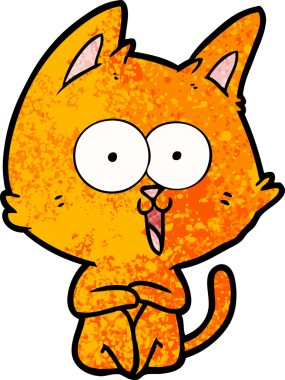 Bir insan tarafından çizilmiş komik çizgi film kedisi.