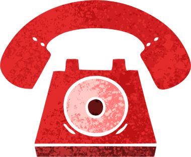 Bir insan tarafından çizilmiş kırmızı telefonun retro çizim tarzı karikatürü