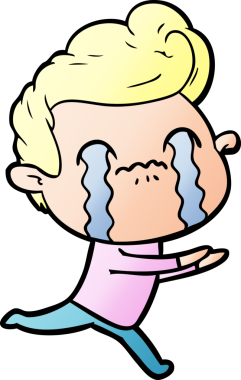 Bir insan tarafından çizilmiş ağlayan çizgi film adamı.