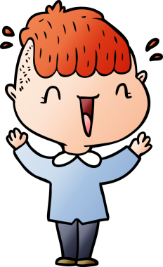 Bir insan tarafından çizilmiş mutlu çocuk.