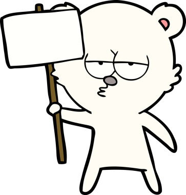 Sıkıcı kutup ayısı çizgi filmi, insan tarafından çizilmiş.