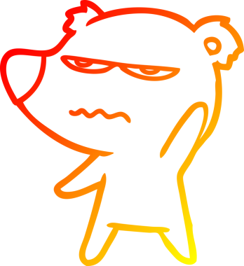 Bir insan tarafından çizilmiş kızgın ayı karikatürünün sıcak gradyan çizimi