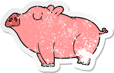 Bir insan tarafından çizilmiş bir domuzun sıkıntılı çıkartması.