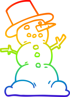 Bir insan tarafından çizilmiş geleneksel bir kardan adamın gökkuşağı gradyanı çizimi