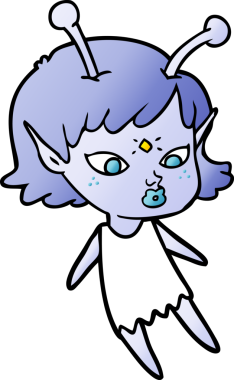 Bir insan tarafından çizilmiş güzel uzaylı kız.