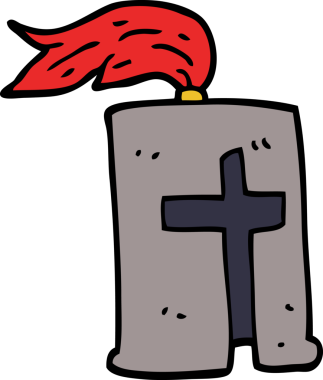 Bir insan tarafından çizilmiş karalama şövalyeleri miğferi.