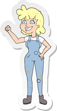 Bir insan tarafından çizilmiş kararlı bir kadının çıkartması.