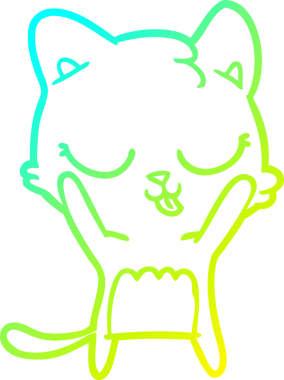 Bir insan tarafından çizilmiş bir çizgi film kedisinin soğuk gradyan çizgisi.