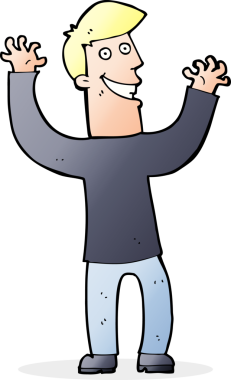 Bir insan tarafından çizilmiş heyecanlı bir çizgi film.