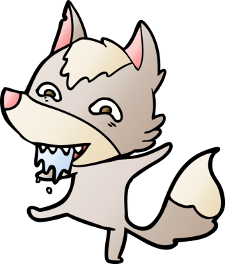 Bir insan tarafından çizilmiş aç kurt çizgi filmi.