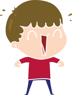 Bir insan tarafından çizilmiş düz renkli karikatür adam.