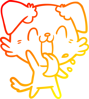 Bir insan tarafından çizilmiş nefes nefese kalmış bir köpeğin sıcak çizgi çizimi.