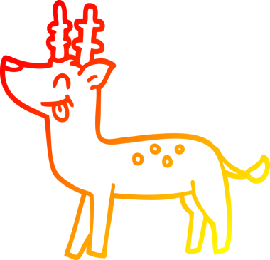 Bir insan tarafından çizilmiş mutlu bir geyiğin çizgi çizimi.