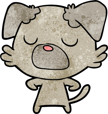 Bir insan tarafından çizilmiş çizgi film köpeği.