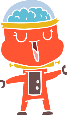 Bir insan tarafından çizilmiş mutlu düz renkli çizgi film robotu.