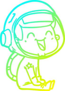 Bir insan tarafından çizilmiş mutlu bir astronotun soğuk gradyan çizimi.