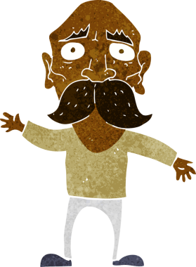 Bir insan tarafından çizilmiş endişeli yaşlı bir adam.